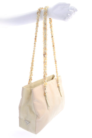 Two Tone Cream Nylon Prada Summer Handbag