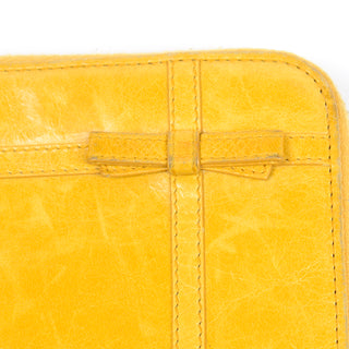 2000s Prada Mustard Yellow Leather Vintage Zip Around Tiny Bow Wallet