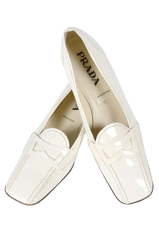 White Prada Penny Loafers for Women Size 9.5