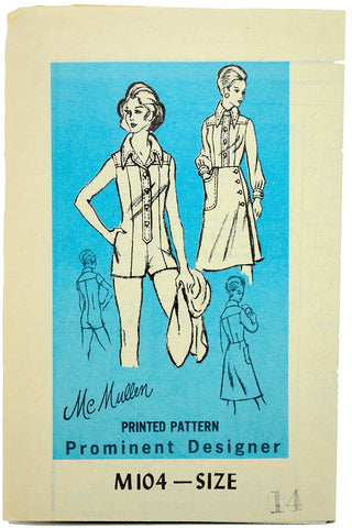 1970s Prominent Designer M104 McMullen Playsuit & Skirt Sewing Pattern