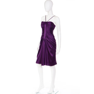 Adolfo Dominguez Costura Purple Silk Cocktail Dress with rouching
