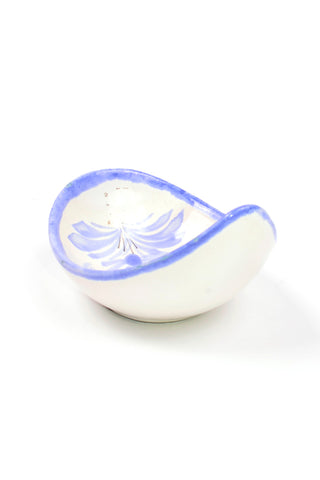 Quimper France Teardrop Bowl Handpainted w/ Blue & White Flowers