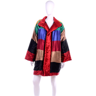 Neiman Marcus Vintage 1980s Rainbow Satin Reversible Coat