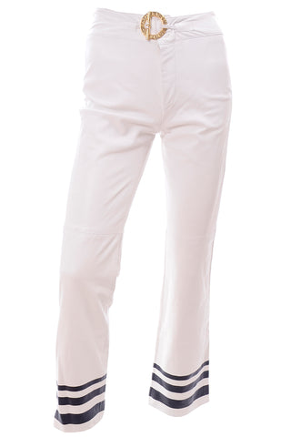 Ralph Lauren White Leather Nautical Pants