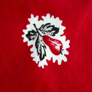 Vintage Ralph Lauren Red Cotton Scarf w/ Floral and Fruit Design