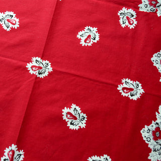 Vintage Ralph Lauren Red Cotton Scarf w/ Floral and Fruit Design