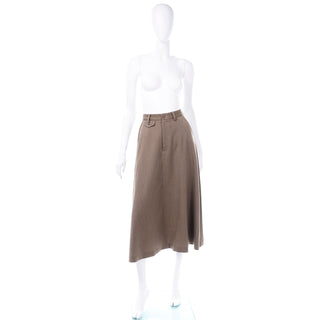 1970s Ralph Lauren Brown Twill Wool Skirt