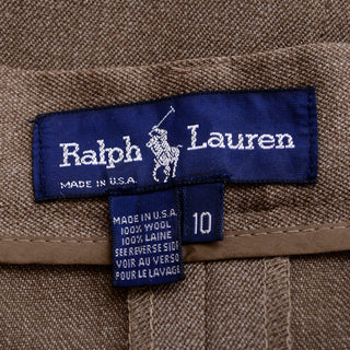 Ralph Lauren Brown Twill Wool Midi Skirt