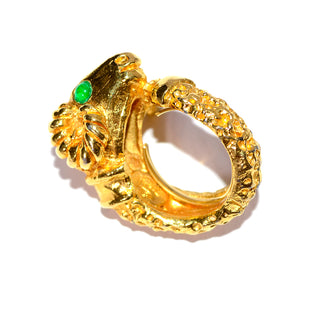 Gold Tone Aries Ram's Head Ring by Kenneth Jay Lane Size 6