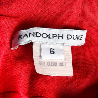 1990s Randolph Duke Red Dress Draped Body Hugging Jersey Vintage Evening Gown - Dressing Vintage