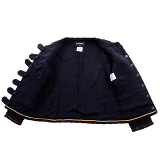 Chanel 2015 Paris Salzburg Runway Blue Red Tweed Jacket $14250 price tag Medium