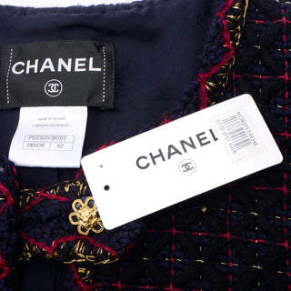 Chanel 2015 Paris Salzburg Runway Blue Red Tweed Jacket $14250 with tag