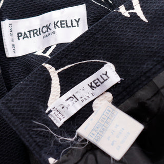 S/S 1989 Patrick Kelly Musical Note Novelty Print Black & White Jacket & Skirt Suit