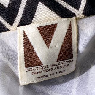 Rare Vintage Valentino 1960s Knit Dress Brown & White Diamond Print Italy