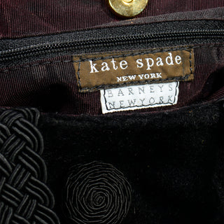 1990s Early Vintage Kate Spade Handbag Barneys New York Black Mohair Bag 