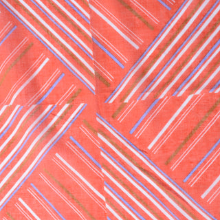 1970s Ray Strauss Orange Geometric Design Cotton Scarf