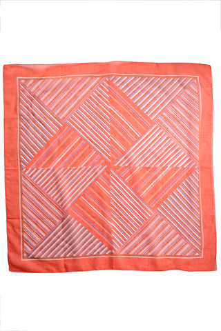 1970s Ray Strauss Orange Geometric Design Cotton Scarf