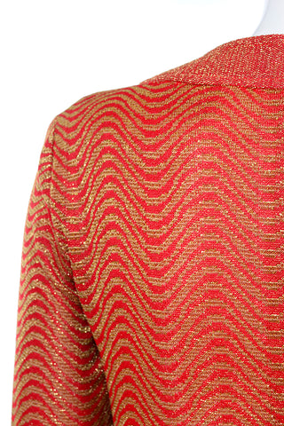 1970's Red & Gold Wavy Stripe Button Down Cardigan Sweater