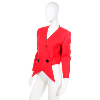 Vintage Pierre Cardin Red Wool Avant Garde Jacket cropped
