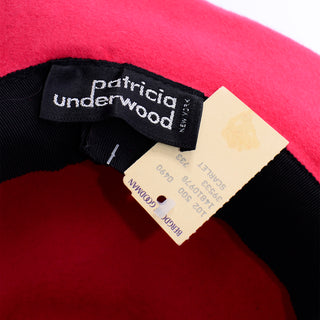 Patricia Underwood Vintage Red Felted Wool Deadstock Upturned Brim Hat