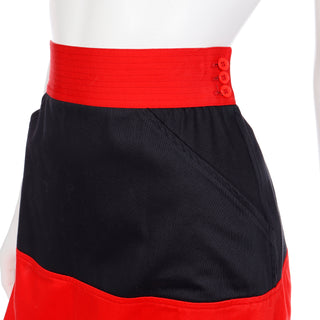 YSL 1980s Yves Saint Laurent Vintage Red and Black Skirt