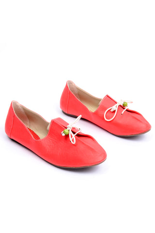 Vintage Red Leather Slip on Shoes