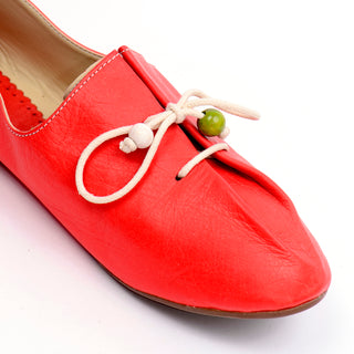 Red leather vintage flat shoes