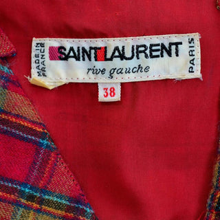 Saint Laurent Rive Gauche Paris France vintage plaid 1978 1970's wool dress