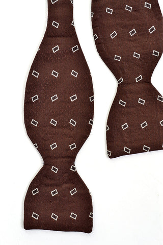 Reeslyde Brown Bow Tie With White Rectangles - Dressing Vintage