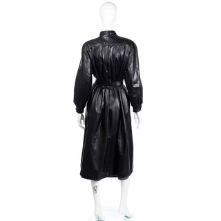 1990s Reversible Black Leather Coat With Original Belt Made in Germany 