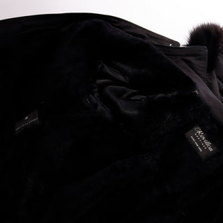 1980s Revillon All Weather Soft Black Coat W Hood &  Fur Lining & Trim purchased at Saks in the 80s
