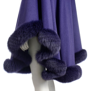 1980s Fox Fur trimmed Revillon Purple wool cape