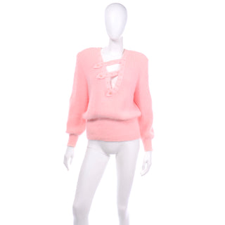 1980s Vintage Ricama Pink Angora & Lambswool Sweater