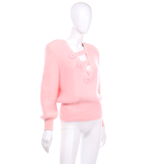 Vintage Ricama Pink Angora & Lambswool Sweater 1980s