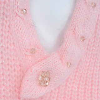 Beaded Vintage Ricama Pink Angora & Lambswool Sweater