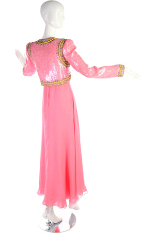 Richilene Pink Evening Gown and Sequined jacket