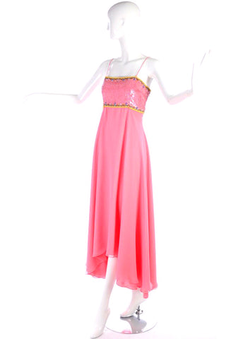 Richilene Pink Evening Gown High to Low Hem