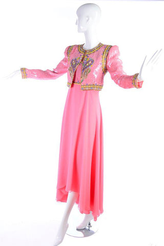 Richilene Pink Evening Gown w/ Sequin Bolero