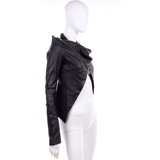 Rick Owens Asymmetrical Avant Garde Black Leather Jacket W Zipper