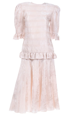 Rina di Montella for Bullocks Wilshire Vintage Pale Pink Silk 2 Pc Dress