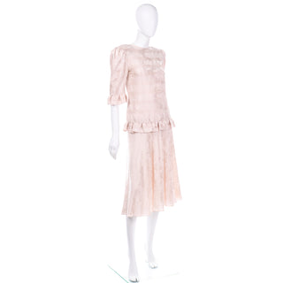 Wedding guest or Mother of the Bride or Groom Rina di Montella for Bullocks Wilshire Vintage Pale Pink Silk 2 Pc Dress