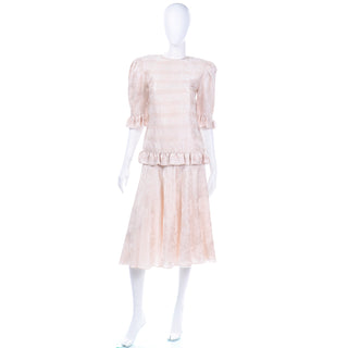 Rina di Montella for Bullocks Wilshire Vintage Pale Pink Silk 2 piece Dress