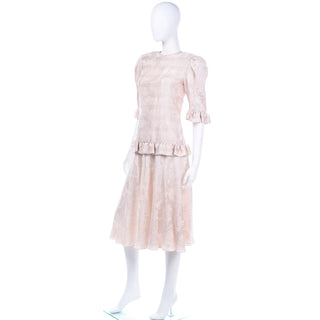 Rina di Montella for Bullocks Wilshire Vintage Pale Pink Silk 2 Pc Wedding Guest Mother of the Bride Dress