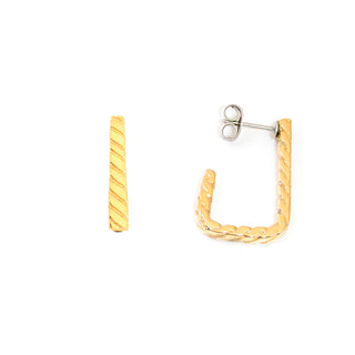 Rope Textured Gold Tone Hoop Earrings - Round & Square Available