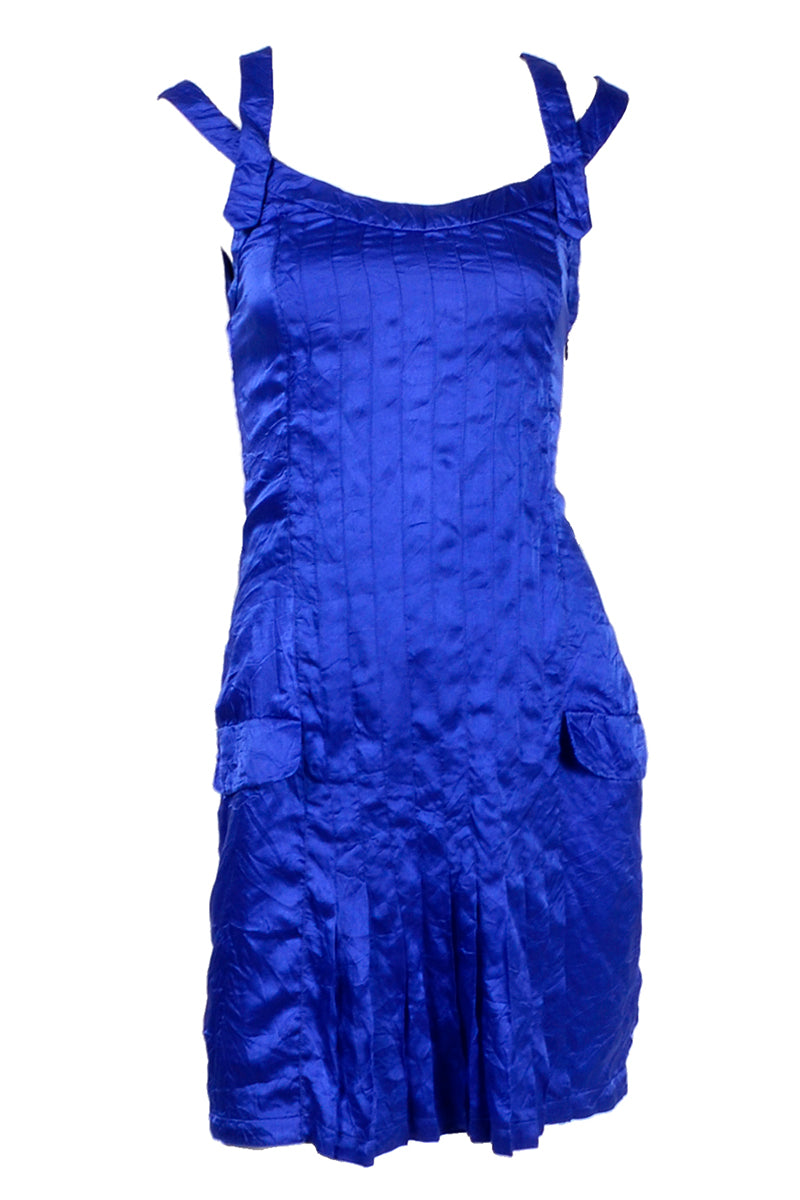 SS 1994 Gianni Versace Couture Blue Silk Pleated Dress 2/4 SS 1994 Gianni Versace Couture Blue Silk Pleated Dress 2/4