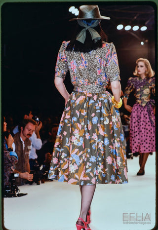 S/S 1986 Yves Saint Laurent Vintage Botanical Blouse & Skirt Set