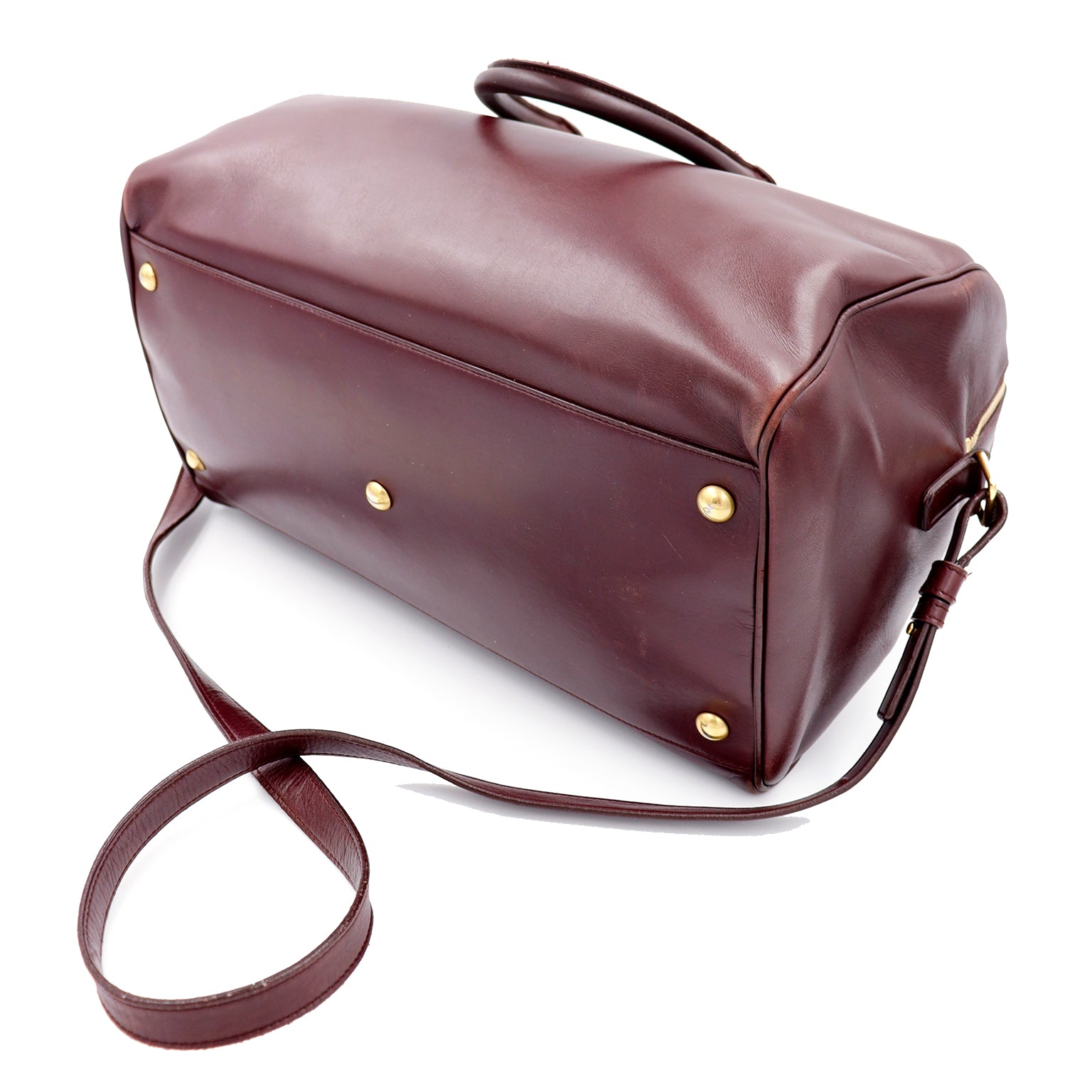 Saint Laurent Dark Burgundy Leather Duffle Bag w Shoulder Strap