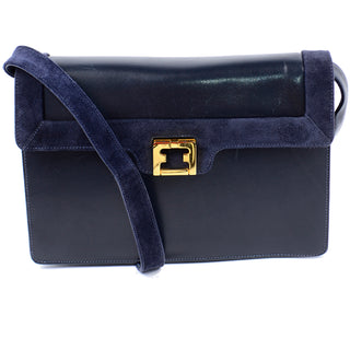 Salvatore Ferragamo Vintage Navy Blue Leather Shoulder Bag - Modig