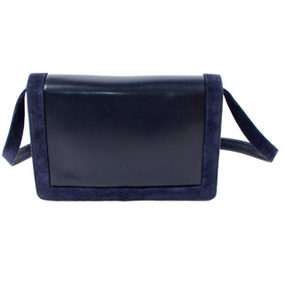 Salvatore Ferragamo Vintage Navy Blue Leather Shoulder Bag w/ Suede Trim - Modig