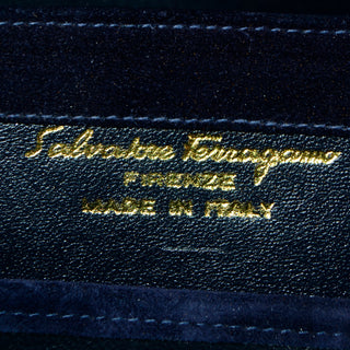 Salvatore Ferragamo Firenze Italy  Vintage Navy Blue Leather Shoulder Bag - Modig